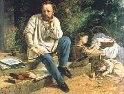 Gustave Courbet Proudhon and his children painting